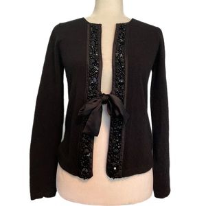 Cynthia Rowley Beaded angora cardigan black size S